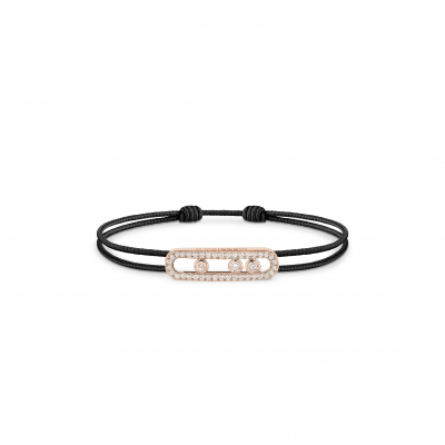 MESSIKA MESSIKA CARE(S) BLACK CORD PAVÉ BRACELET PINK GOLD DIAMOND BRACELET 14141